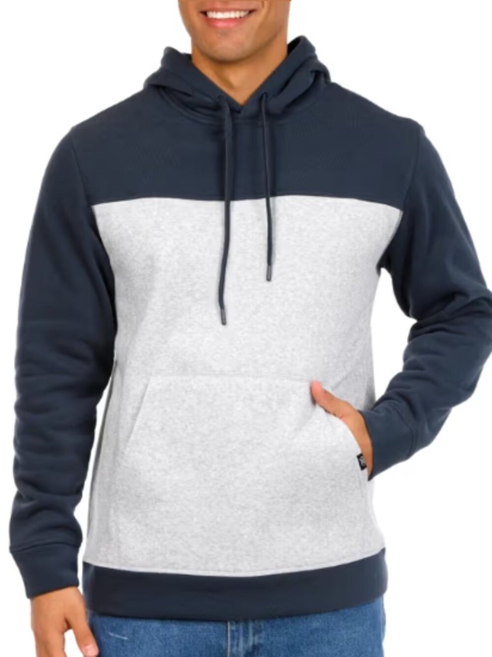 NWT Leg3nd Men's Two-Tone Color Block Pullover Hoodie Dark Navy/Gray